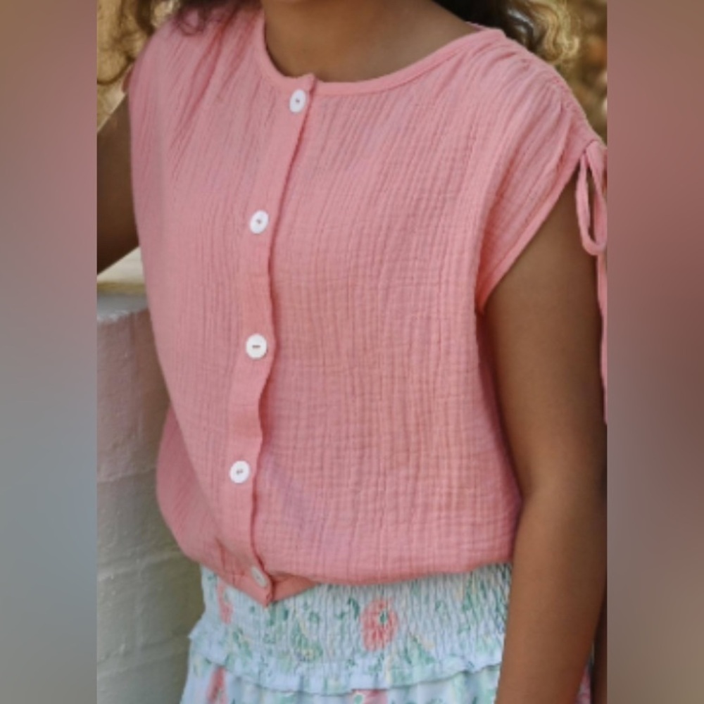 Coral Maggie Gauze Top